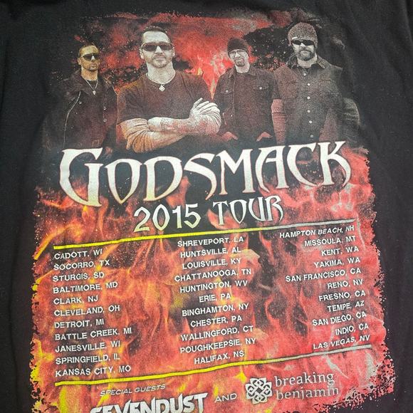2015 GODSMACK SEVENDUST BREAKING BENJAMINS TOUR BAND T SHIRT - Picture 6 of 6
